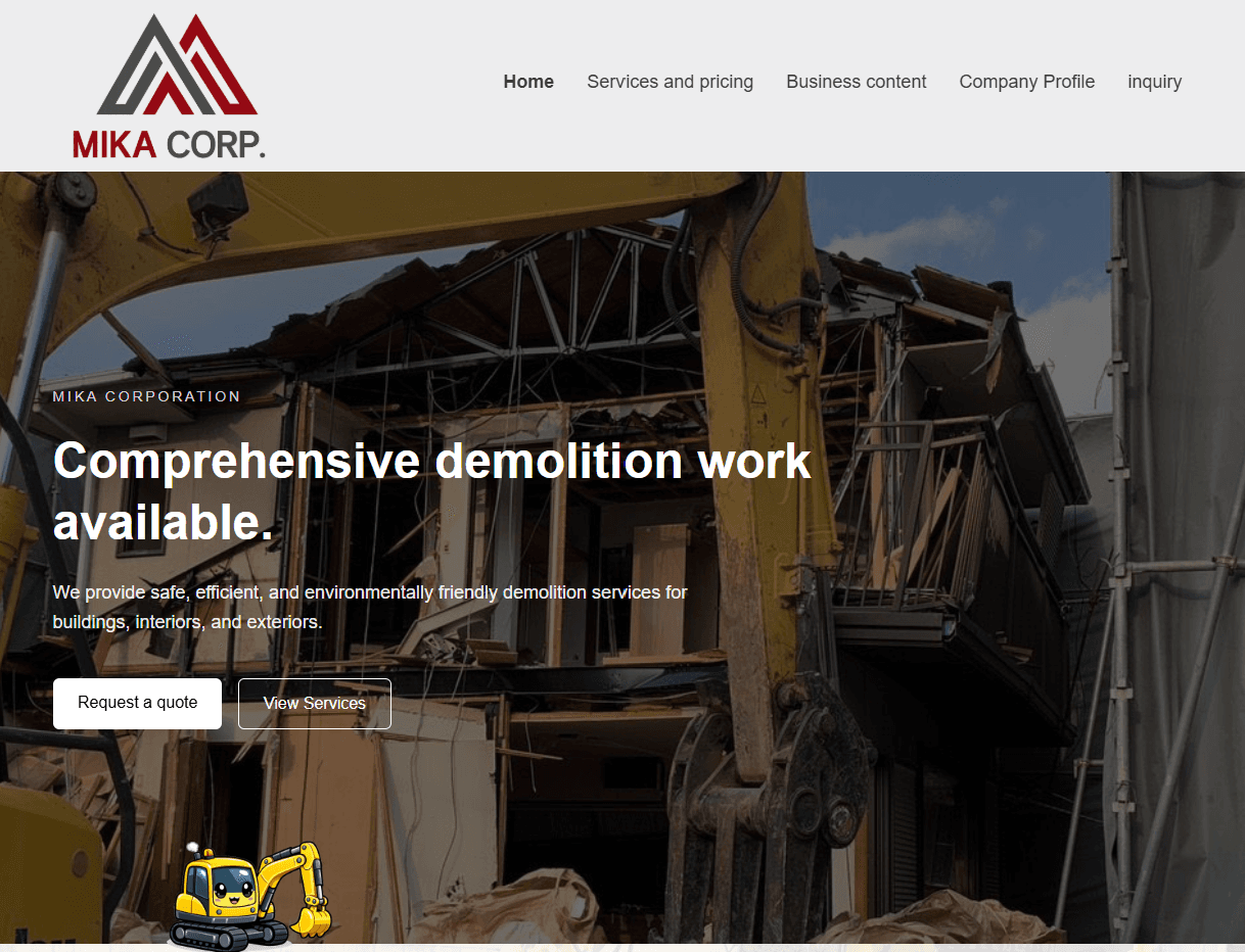 Mika Corporation website preview
